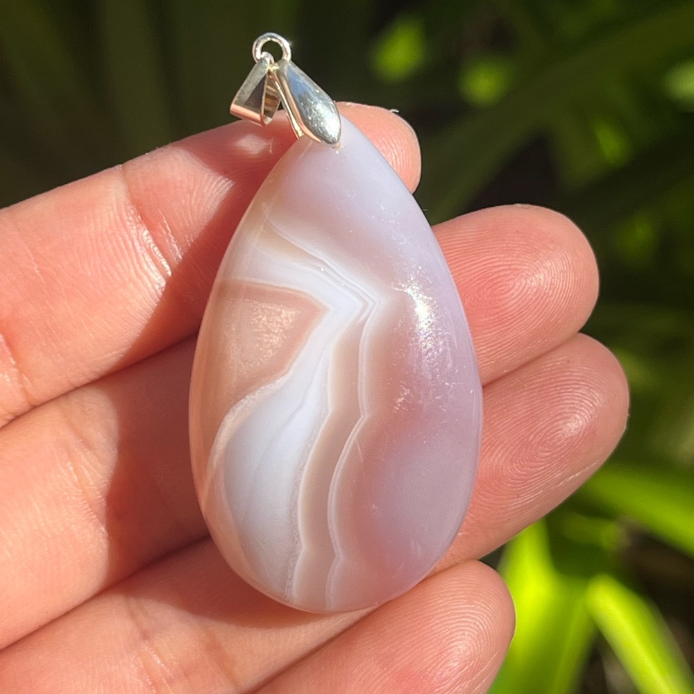 Sterling silver purple pink crazy lace agate 1576
